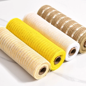 Polyester decoratieve gaasrollen in vier kleuren voor doe-het-zelf handwerk en verpakking