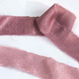 Dusty rose frayed edge chiffon ribbon for wedding bouquets and gift wrapping decoration