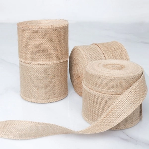 Natural jute ribbon rolls for DIY wedding crafts and rustic table runner decoration