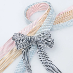 Striped polyester ribbon set for hair accessories and gift wrapping in four diverse colors