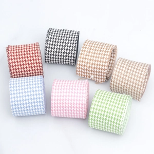 Rolls of 4cm houndstooth fabric ribbons in seven colors for DIY hair accessories