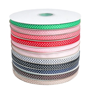 Multi-color 2.5cm grosgrain polka dot ribbon set for DIY hair bows and gift wrapping