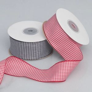 4cm houndstooth ribbon rolls in black and red for DIY floral and hair accessories