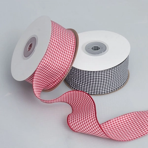 Red and black houndstooth pattern ribbons 4cm wide for DIY bows and gift wrapping