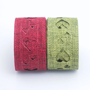 Jute-Optik Hohles Herz Polyesterband Für Geschenkverpackung DIY Handwerk Hochzeit Blume Weihnachten Valentinstag Deko Bandrolle