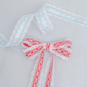 3cm hollow lace ribbon with satin center for gift wrapping and floral bows
