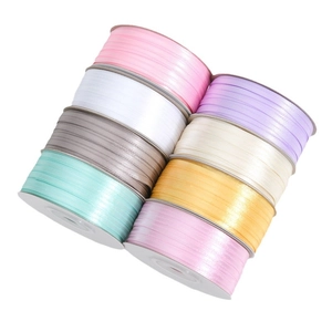Set of 8 colorful 3mm double-sided polyester satin ribbons for DIY crafts and gift wrapping