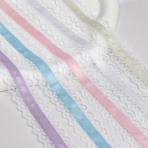 Ruban en dentelle transparente avec satin de soie pour couture et décoration florale
