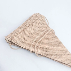 Natural jute triangle bunting banners for rustic wedding and party hanging decorations