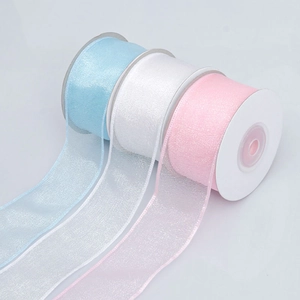 Glitter Organza Ribbon Sheer Iridescent Pearlescent Mesh Ribbon For Wedding Party Decoration DIY Hair Bow Gift Wrapping