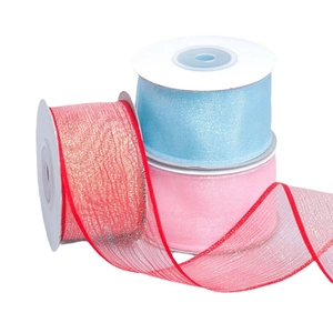 Colorful translucent glitter mesh ribbon rolls for DIY hair accessories and gift wrapping