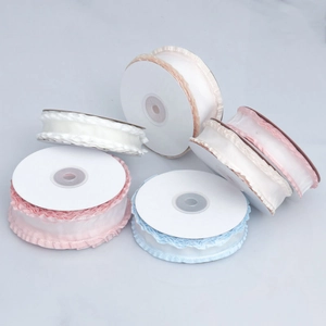 Set of ruffled chiffon ribbons in pastel colors for DIY crafts and gift wrapping