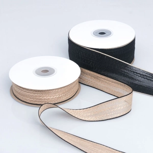 Double-sided cotton ribbon rolls in black and metallic gold for DIY hair bow accessories