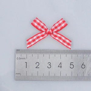 Plaid 25mm gingham bow in red and white fabric for DIY garment accessories