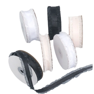 Polyester plaid ruffled lace ribbons in white and black for DIY hair bows and gift wrapping