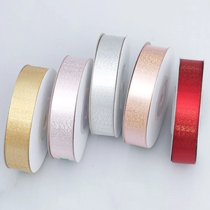 Polyester gradient metallic glitter ribbons for gift boxes and DIY wedding decoration