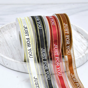 Just For You gold-edged ribbons in white, black, red, and brown for gift packaging