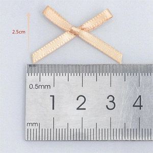 Mini champagne satin ribbon bows for clothing and nail art decor, height 2.5cm