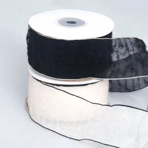 Transparent plush fringe ribbons in black and white rolls for DIY gift floral packaging
