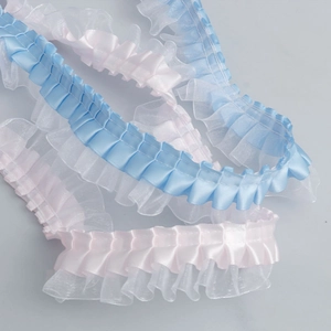 Ruffled Polyester Organza Lace Trim Pleated Ribbon For DIY Wedding Dress Clothing Sewing Handcraft Decorative Accessory