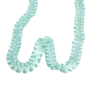2.5cm mint green pleated polyester ribbon with silky satin finish for DIY crafts