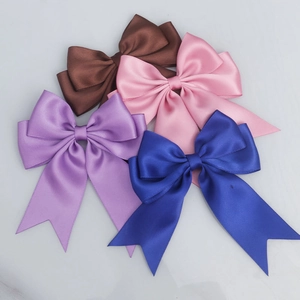 Four 12cm double-layered polyester satin ribbon bows with swallowtails in multiple colors