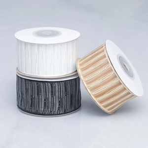 Textured ribbon with silver thread for DIY bows, gift wrapping and clothing trim