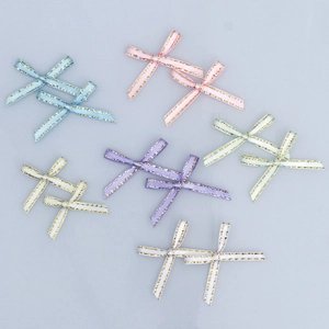 Mixed color 0.3cm mini ribbon bows with gold edges for DIY garment and gift crafts