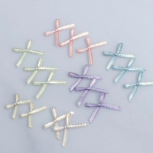 Mini DIY satin bows with gold edges in pink green purple blue and white colors