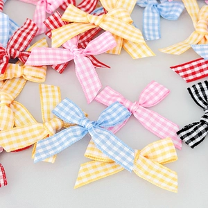 Colorful plaid gingham ribbon bows for DIY crafts and gift box decoration accessories