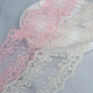 Vintage Floral Embroidered Lace Trim 13cm Wide 5 Yards Scalloped Edging For Lolita Wedding Dress Hem DIY Sewing Accessory