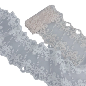 13cm delicate floral embroidery lace trim with scalloped edges for DIY sewing and bridal dresses