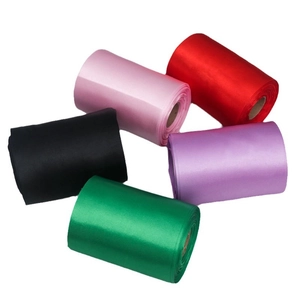 Five rolls of 10cm colorful satin ribbons for gift wrapping and DIY crafts hair accessories