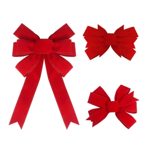 Large Red Christmas Bow Decoration Flocking Velvet Ribbon Bows For Christmas Tree Ornaments Wedding Party Gift Wrapping
