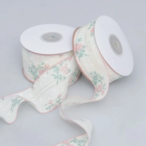 Hollow Out Lace Floral Print Ribbon Pink Rose Dot Webbing For DIY Hair Bows Gift Flower Wrapping Handcrafts Accessories