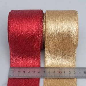 Rotoli di nastro metallico luccicante da 6,3 cm rosso e oro per artigianato fai-da-te