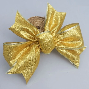 Fiocco dorato glitterato per decorazioni dell'albero di Natale e confezioni regalo