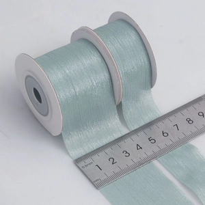 Mint green sheer organza ribbon rolls for DIY crafts with 4cm width measurement