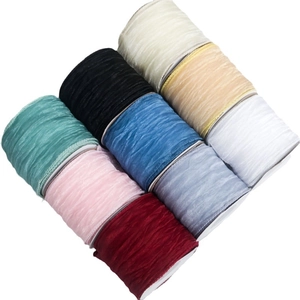 Rubans en mousseline plissée transparente en 9 couleurs pour bouquets et loisirs créatifs