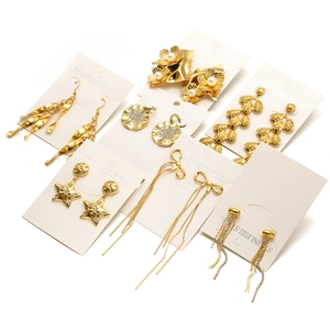 Stainless Steel Gold Plated Tassel Earrings For Women Luxury Bowknot Flower Butterfly Heart Star Zirconia Artificial Pearl Earrings Jewelry