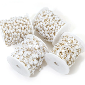 Catena di Künstliche Perle in Acciaio Inossidabile Fai-da-te Placcata in Oro per la Creazione di Gioielli Cuore Farfalla Trifoglio Ovale Perla Artificial ABS Catena a Maglie Fatta a Mano Accessori