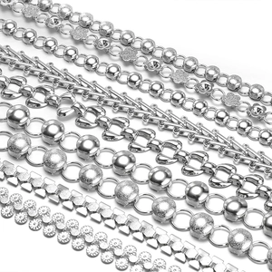 Stainless Steel DIY Jewelry Chain Floral Round Bead Links For Necklace Bracelet Making Punk Fashion Craft Accessories