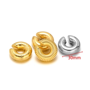 Pendientes ear cuff en forma de C de 30mm de acero inoxidable en oro y plata
