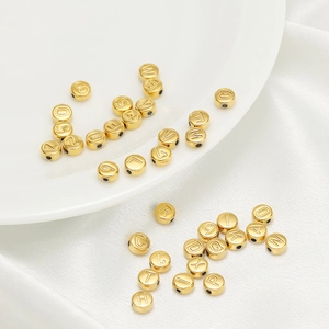 Golden stainless steel letter and number beads for DIY necklace and bracelet crafting