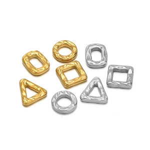 Hammered Texture Stainless Steel Geometric Pendant Circle Square Triangle Oval Shape For DIY Jewelry Making Accessories