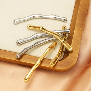 Bamboo style curved tube pendants in gold and silver plating for DIY jewelry making