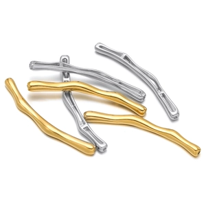 Mirror polished bamboo style stainless steel curved tube pendants in gold and silver