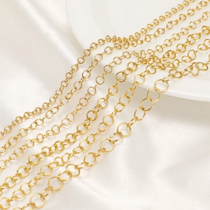 Cinque misure di catene a maglie O in acciaio inossidabile placcato oro 18k per gioielli