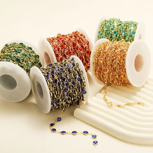Cadena de cristal de 6,6mm en marco dorado para manualidades y creación de joyas