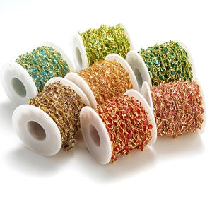 Cadenas de 6,6 mm con piedras de cristal de colores en carretes para joyería DIY